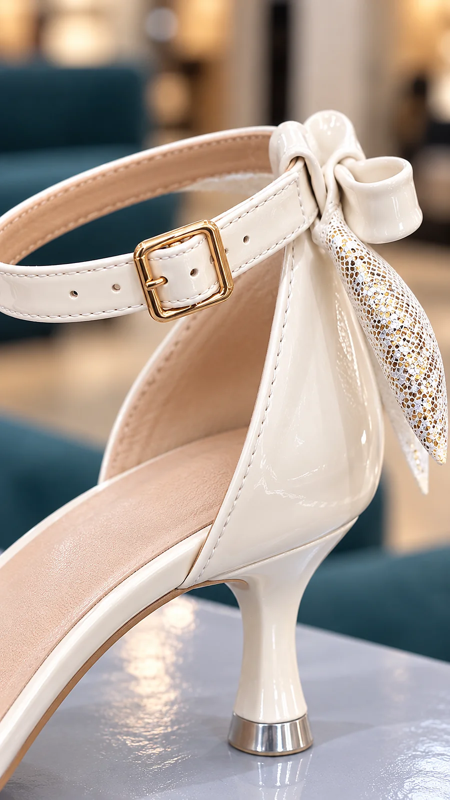 Women’s Beige Ankle-Strap Block Heels with Cushioned Insole