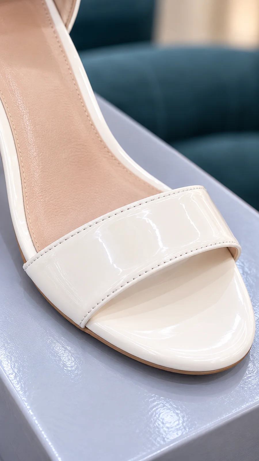 Women’s Beige Ankle-Strap Block Heels with Cushioned Insole